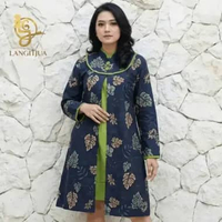 LANGITJUA BATIK SOLO - Glenca 02| Tunik Batik Model Pias L Dongker-hijau