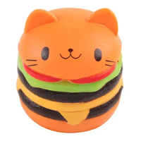 Jumbo Cat Face Burger Squishy Simulated Bread PU Scented Soft Slow Rising Squeeze Toys Stress Relief Baby Kid Toy Xmas Gift