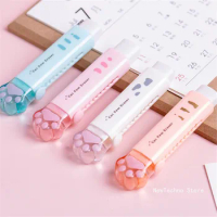 Cute Cat Paw Erasers Kawaii Retractable Push Pull Rubber Erasers Wipe Clean Correction Tools Kids Toys School Office Supplies