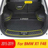 Leather Car Trunk Mat For BMW X1 F48 2015-2019 Trunk Boot Mat X1 Liner Pad BMW sDrive20i Carpet Tail Cargo Liner 2016 2017 2018