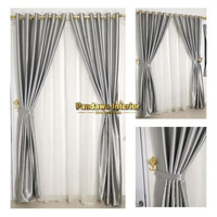 SKY - Gorden Blackout Minimalis Smokering Embos Polos Pandawa Interior SILVER