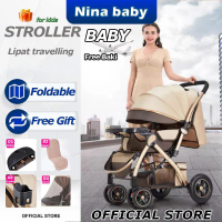[Versi dasar]Nina Baby Stroller Kereta Dorong Bayi 3 in 1 ( Duduk, Baring, Tidur )roda merah stroler