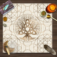 Tree of Life Pendulum Divination Altar Tablecloth Board Game Tarot Pad Rune Table Cloth Astrology Oracles Board Game Mat Square