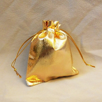 A3977 金束口袋-中 抽繩袋 喜糖袋 首飾袋 禮物袋 婚禮包裝 金色 過年 結婚 贈品禮品