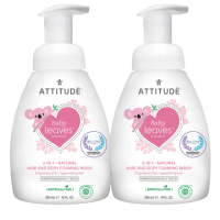【ATTITUDE 艾特優】嬰幼兒2合1泡沫洗髮沐浴露-無香味組（295ml+295ml）