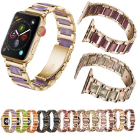 Resin Stainless Steel Strap For Apple Watch 44mm 40mm Band iWatch 42mm 38mm Series 5 4 3 2 1 Wrist Watch Bracelet Accessories