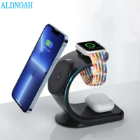 3 in 1 Magnetic Wireless Charger Stand 15W Fast Charging Station for iPhone 13 12 Pro Max Apple Watch 7 6 5 4 3 2 Airpods Pro