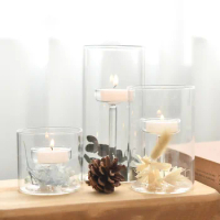 Grass Candle Holder Oil Lamp Nordic Transparent Windproof Modern Wedding Table Centerpieces Restaurant Hotel Dining Decorations
