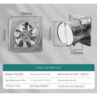 Phiên Bản Inox,Quạt Thông Gió, Quạt hút mùi ... nhà vệ sinh/ Phòng Bếp FD150 / FD200 Công suất 40-80