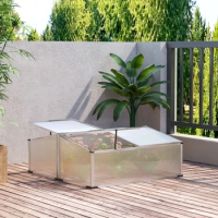 Aluminium Cold Frame Greenhouse Kit Raised Planter Box with Opening Top