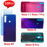10Pcs，NEW Battery Back Glass Rear Cover Door Replacement Housing Case For Xiaomi Redmi Note 7 8 Note 8 Pro 8T With Logo Xiaiomi