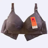 LINGCAO BRA Busa Tipis Tanpa Kawat Cup C (Besar) Motif Bunga Mengkilat Kait 3 Size 36-42 36 Purple