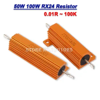 New RX24 Aluminum Power Metal Shell Case Wirewound Resistor BXV 50W 100W 0.01R ~ 100K 1 6 8 10 20 200 500 1K 10K Ohm Resistance