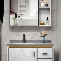 Space Aluminum Alloy Bathroom Cabinet Combination Bathroom Table Integrated Ceramic Washbasin Wash Basin Smart Mirror Cabinet