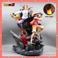 51cm One Piece Luffy Figure Red Hair Shanks Anime Figures with Light Gk Figurine Pvc Statue Model Doll Decoration Kid Toy Gifts