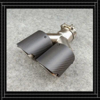 One Piece Y model Twill Matte Black For Akrapovic Exhaust Tip Car Universal Carbon Fiber+Stainless Steel Four Slots Muffler Tip