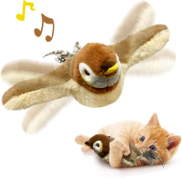 Cat Toys Flapping Wings Woodpecker No Flying Chirping Bird Interactive Catnip Toy for Kitten or Smal
