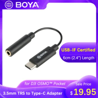 BOYA 3.5mm TRS Female to Type-C Audio Adapter for DJI OSMO™ Pocket 2 1 3 Axis Stabilized Handheld Camera Microphone Accessories