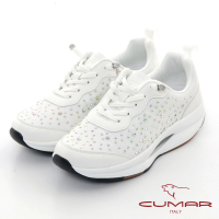 預購 CUMAR 綁帶水鑽厚底休閒鞋(白色)