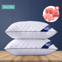 【Pure One】買1送1 七星級飯店菱格紋 羽絲絨枕(抑菌抗菌枕頭 送收納六件組)