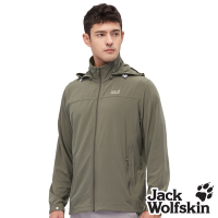 【Jack wolfskin飛狼】男 可拆帽彈性吸排遮陽外套 防曬UPF50+『橄綠』