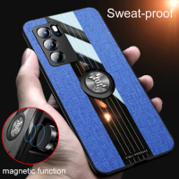 Color Block Cloth Phone Case For OPPO Reno 5 5Z Reno 6 Pro Plus 6Z 7 SE 8 9 Reno ACE Magnetic Ring Stand TPU Soft frame Cases