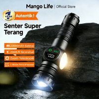 Senter LED  Zoom Teleskopik 2000LM 20000mAh Laser Putih Super Terang 5 Mode Cahaya  Tahan Air Charge