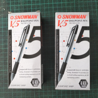 Pulpen Snowman V5 Hitam BALLPOINT PEN FINE 0.7 MM 1 LUSIN