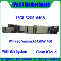 For IPad 4 16g/32g/64g Motherboard 1458 Wifi / A1459 A1460 3G Version Mainboard Original Unlocked Logic Board Clean iCloud Plate