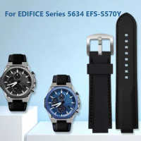 Silicon Watchband for Casio EDIFICE series 5634 EFS-S570YD/YDC/YDB modified convex watch strap black rubber bands
