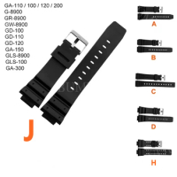 16mm PU Watch Band Strap Fit For Casio G Shock Replacement Black Waterproof Watchbands Accessories