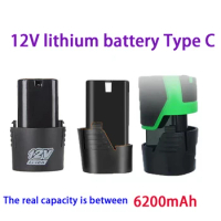100% new 12V 6200mAh Lithium Battery18650 Li-ion Battery Power Tools accessories For Cordless Screwdriver Electric Drill Battery