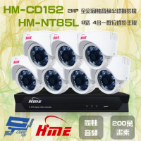 【HME 環名】組合 HM-NTX85L 8路數位錄影主機+HM-CD152 200萬畫素 同軸音頻半球攝影機*7 昌運監視器