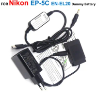 EP-5C EP5C DC Coupler EN-EL20 Dummy Battery+USB Type-C Power Bank Cable+PD Charger Adapter For Nikon 1J1 1J2 1J3 1S1 1AW1 V3