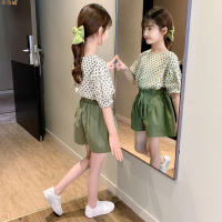夏季新款女童短袖波點套裝夏裝薄款韓版中大童2023新款洋氣棉布短褲兩件套