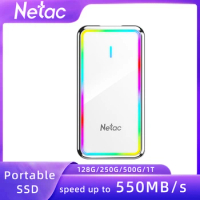 Netac 550MB/s External SSD RGB 1tb 500gb 250gb 128gb Portable External Hard Drive SSD USB 3.2 Type-C for Laptop Phone