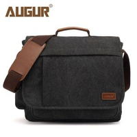 AUGUR男士帆布包單肩包斜挎包大容量商務復古電手提包電腦包