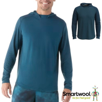【SmartWool】男 美麗諾羊毛運動型網眼連帽長袖.連帽T恤.休閒運動上衣.透氣排汗衣_SW002295-G74 暮光藍