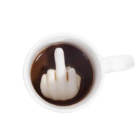 Creative Design White Middle Finger Mug Novelty Style Mixing Coffee Milk Cup Funny Ceramic Mug 300ml Enough Capacity Water Cup