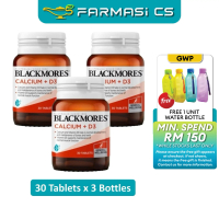 Blackmores Calcium+D3 30 Tablets x 3 Bottles (TRIPLE) EXP:08/2028 [ Calcium 600mg + Vitamin D3 500iu