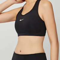 【NIKE 耐吉】swoosh bra pad 女款 黑色 中度 支撐 跑步 健身 運動 內衣 BV3637-010