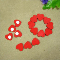 100PCS 18*19mm Wooden Red Love Heart Sponge Stickers Del Fridge Home Decor Mini Wall Sticker DIY Toy New Year Supplies