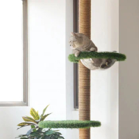Cat Tree Floor To Ceiling Cat Tower Height Adjustable Tall Kitty Climbing Activity Center Wooden Cat Climbing Frame
