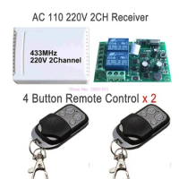 dhl or fedex 100pcs 433 Mhz Universal Wireless Remote Control Switch AC 85V 110V 220V 2CH Relay Receiver Module and RF