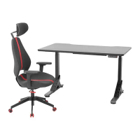 UPPSPEL/GRUPPSPEL 電競桌/椅, 黑色/灰色, 140x80 公分