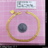 Emas 916,Rantai Tangan Pasirs1 Padu Pasir Ghu S 0.39cm Design:7289<X0DY6>T916J(M9)-Size: 17.7cm