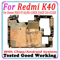 Original Unlocked Motherboard For Xiaomi POCO F3 Mainboard For Redmi K40 Logic Board With Android System Installed 128GB 256GB