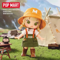 Pop Mart Molly Go Camping 13cm Kawaii Desk Decore Ornaments Action Anime Figures Toys and Hobbies Cute Model Kids Birthday Gifts