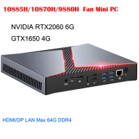 Gaming 6G Dedicated RTX2060 Mini PC Intel i9 10885H 9880H i7 10870H Win11 GTX 1650 DDR4 NVMe Desktop Computer NUC 4K HD DP WiFi