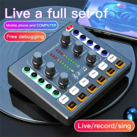 Live Sound Card and Audio Interface with DJ Mixer Effects and Voice Changer Stereo Audio Mixer For Youtube Streaming